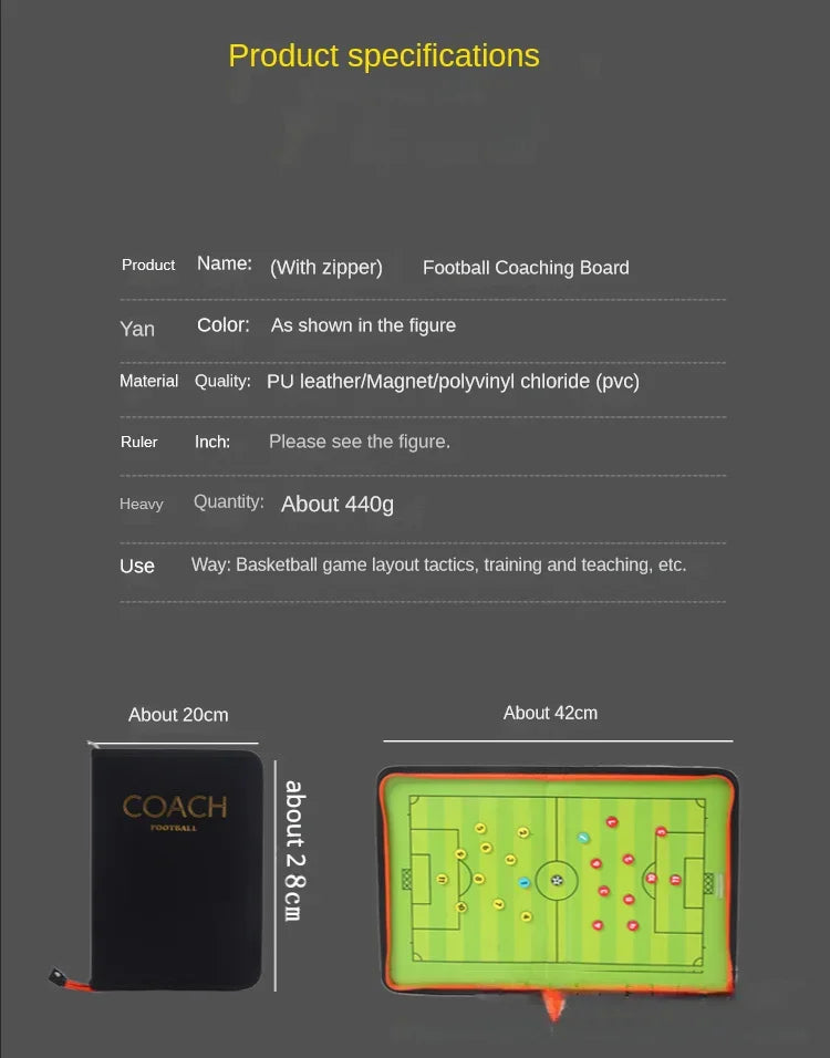 Coach Tactical Board Magnetic Zipper Football Tactical Board Coach Tactical Board Foldable Strategy Board with Pen Clipboard Hot - Slobuy