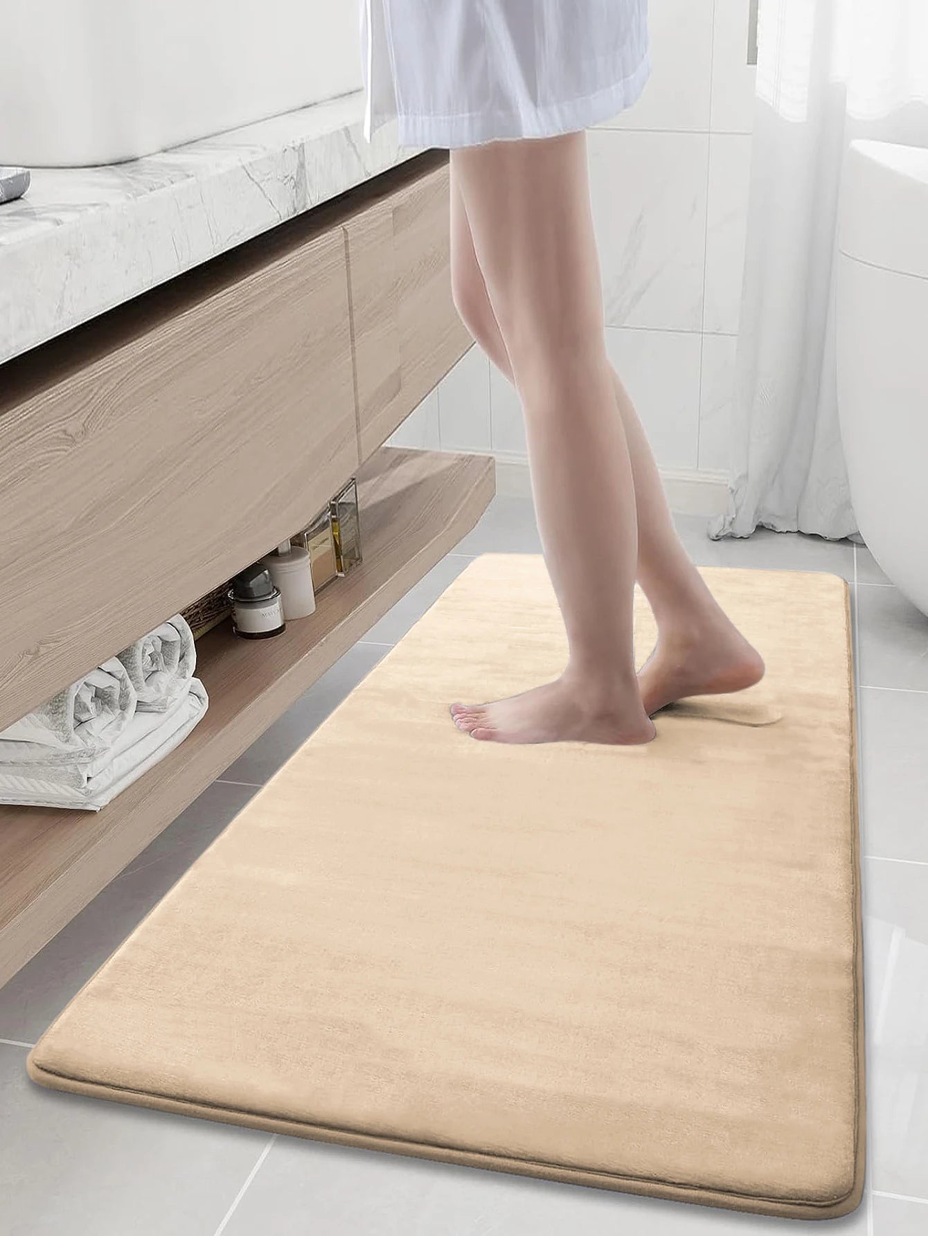 Cobblestone Embossed Bathroom Bath Mat Coral Fleece Non-slip Carpet In Bathtub Floor Rug Shower Room Doormat Memory Foam Pad - Slobuy