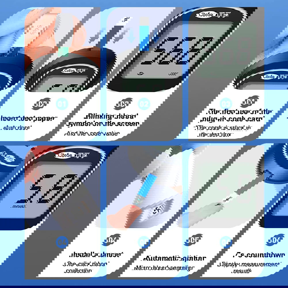 Cofoe Yice Blood glucose Meter Test strips lancets Glucometer Blood sugar monitor For diabetes tester health Device Glucometer - Slobuy