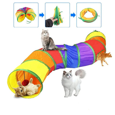 Collapsible Cat Playing Tunnel Pets Toys Connectable Cat Tunnel Cat Tube Toys Foldable Drill Hole Kitten Colorful Pet Toys - Slobuy