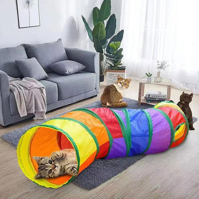 Collapsible Cat Playing Tunnel Pets Toys Connectable Cat Tunnel Cat Tube Toys Foldable Drill Hole Kitten Colorful Pet Toys - Slobuy