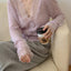 Colorfaith New 2022 Korean Fashion Chic Vintage Sweater Lace Women Autumn Winter Knitted V-Neck Cardigans Elegant Tops SWC3563JX - Slobuy