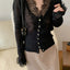 Colorfaith New 2022 Korean Fashion Chic Vintage Sweater Lace Women Autumn Winter Knitted V-Neck Cardigans Elegant Tops SWC3563JX - Slobuy