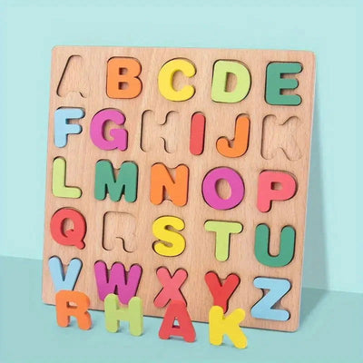 Colorful Alphabet Number Wooden Puzzles Kids Intelligent Matching Game Preschool Children Early Educational Toys - Slobuy