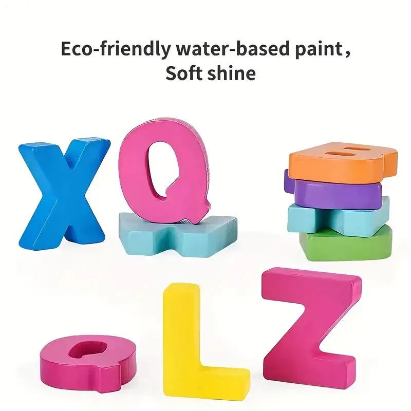 Colorful Alphabet Number Wooden Puzzles Kids Intelligent Matching Game Preschool Children Early Educational Toys - Slobuy