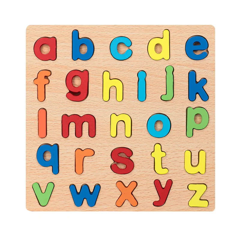 Colorful Alphabet Number Wooden Puzzles Kids Intelligent Matching Game Preschool Children Early Educational Toys - Slobuy