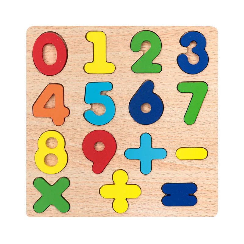 Colorful Alphabet Number Wooden Puzzles Kids Intelligent Matching Game Preschool Children Early Educational Toys - Slobuy