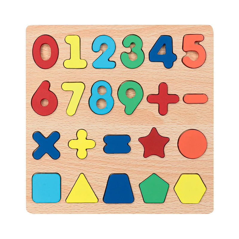 Colorful Alphabet Number Wooden Puzzles Kids Intelligent Matching Game Preschool Children Early Educational Toys - Slobuy
