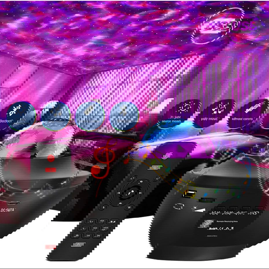 Colorful Starry Projector Galaxy Night Light Child Bluetooth USB Music Player Star NightLight Romantic Projector Night Lamp Gift - Slobuy