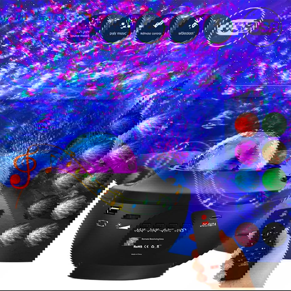 Colorful Starry Projector Galaxy Night Light Child Bluetooth USB Music Player Star NightLight Romantic Projector Night Lamp Gift - Slobuy