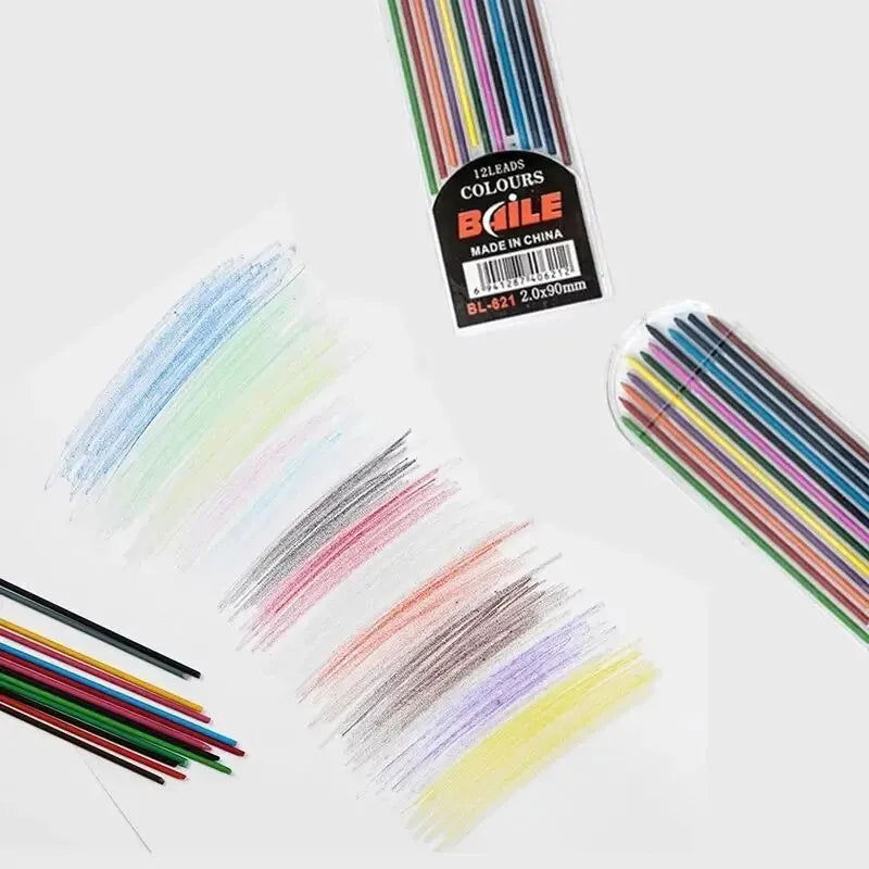 Mechanical Pencil Set 2.0mm with 2B Black/Colors Lead Refill Eraser for Student Writing Sketching Painting Automatic Pencil - Slobuy