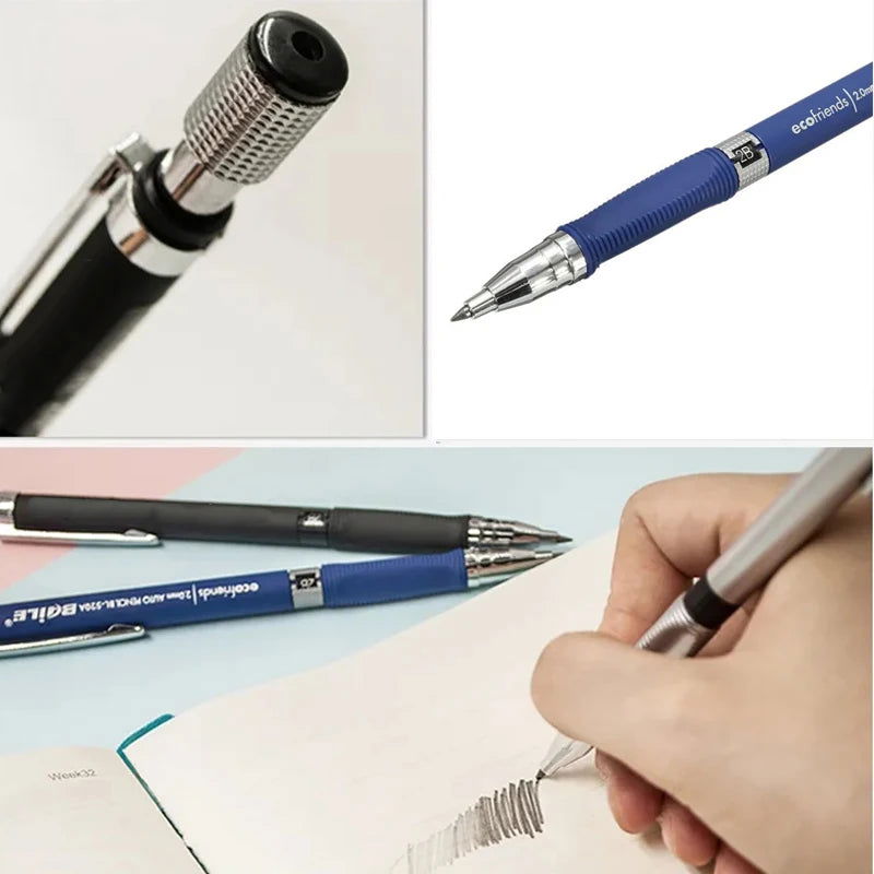 Mechanical Pencil Set 2.0mm with 2B Black/Colors Lead Refill for Writing Sketching Art Drawing Painting School Automatic Pencils - Slobuy