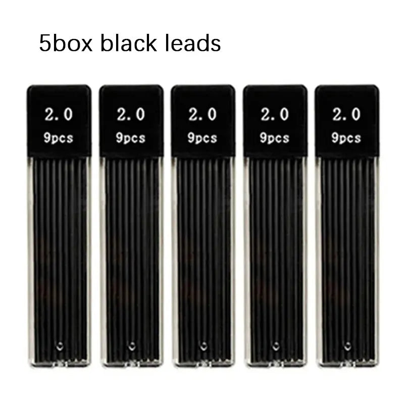 Mechanical Pencil Set 2.0mm with 2B Black/Colors Lead Refill for Writing Sketching Art Drawing Painting School Automatic Pencils - Slobuy