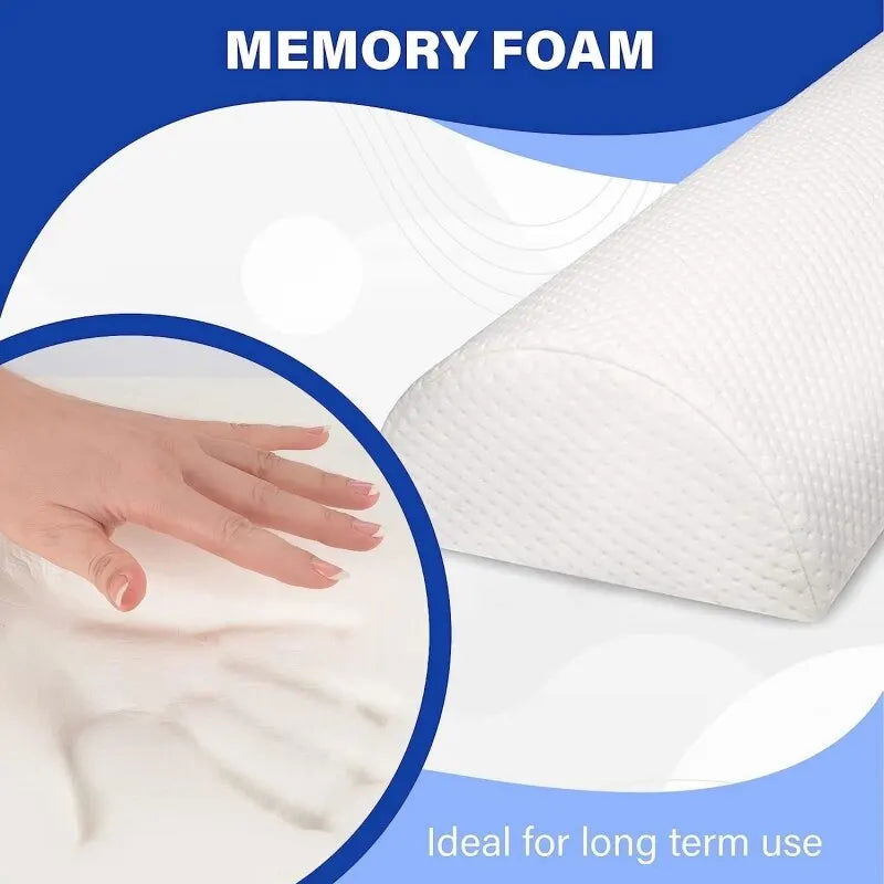 Comfort Bolster Pillow for Legs Back and Head Memory Foam Cotton Cover Lumbar Support Pillow for Semi Roll Pillow - Slobuy