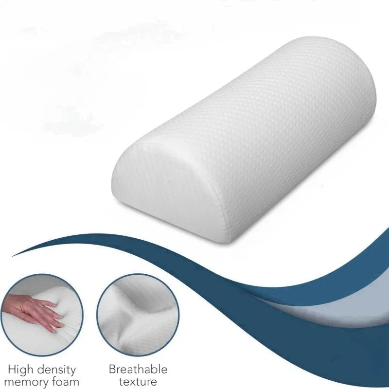 Comfort Bolster Pillow for Legs Back and Head Memory Foam Cotton Cover Lumbar Support Pillow for Semi Roll Pillow - Slobuy