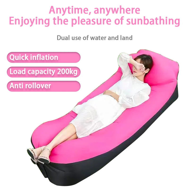 Comfortable Inflatable Lazy Sofa Outdoor Camping 2 Seat Air Chairs Airbed For Beach Camping Supplies Free Shipping - Slobuy