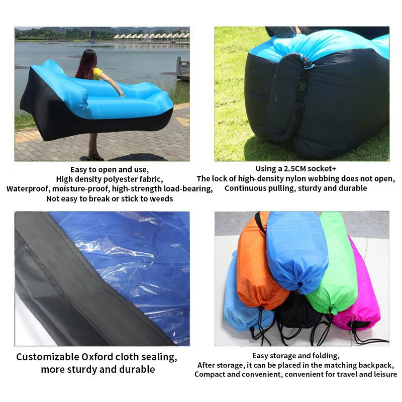 Comfortable Inflatable Lazy Sofa Outdoor Camping 2 Seat Air Chairs Airbed For Beach Camping Supplies Free Shipping - Slobuy