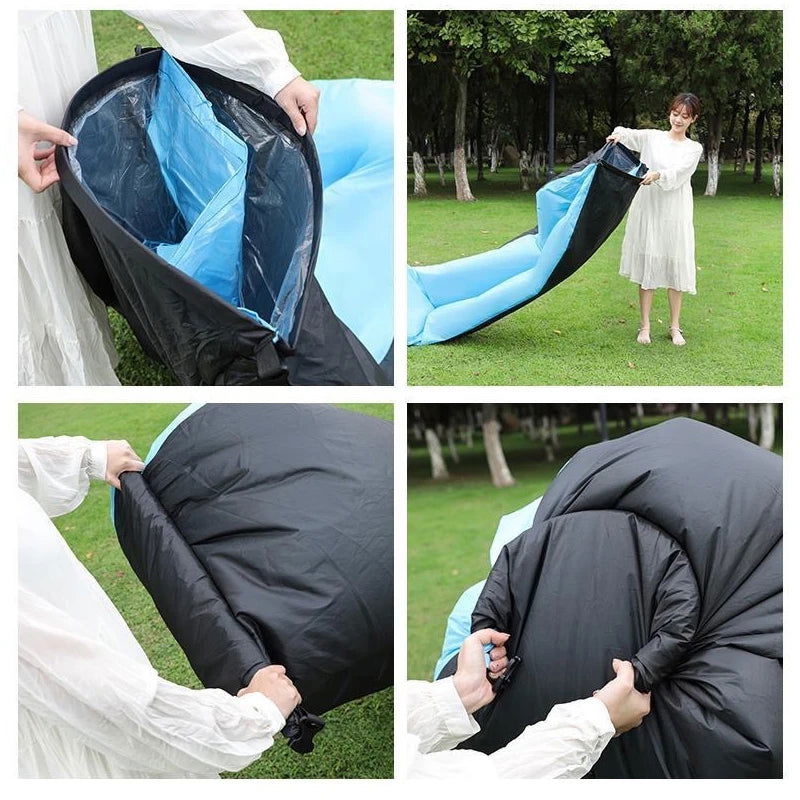 Comfortable Inflatable Lazy Sofa Outdoor Camping 2 Seat Air Chairs Airbed For Beach Camping Supplies Free Shipping - Slobuy