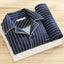 Comfy Milk Silk Loungewear Stylish Men's Fall Winter Pajama Set Striped Plaid Print Color Matching Lapel Single-breasted Long - Slobuy