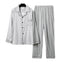 Comfy Milk Silk Loungewear Stylish Men's Fall Winter Pajama Set Striped Plaid Print Color Matching Lapel Single-breasted Long - Slobuy