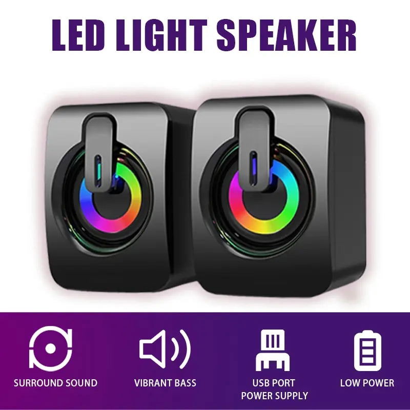 Computer Speakers PC Sound Box HIFI Stereo Microphone USB Wired Caixa De Som with LED Light For Desktop Computer - Slobuy