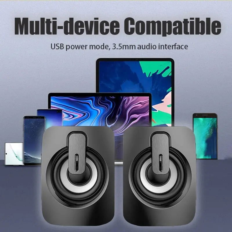 Computer Speakers PC Sound Box HIFI Stereo Microphone USB Wired Caixa De Som with LED Light For Desktop Computer - Slobuy