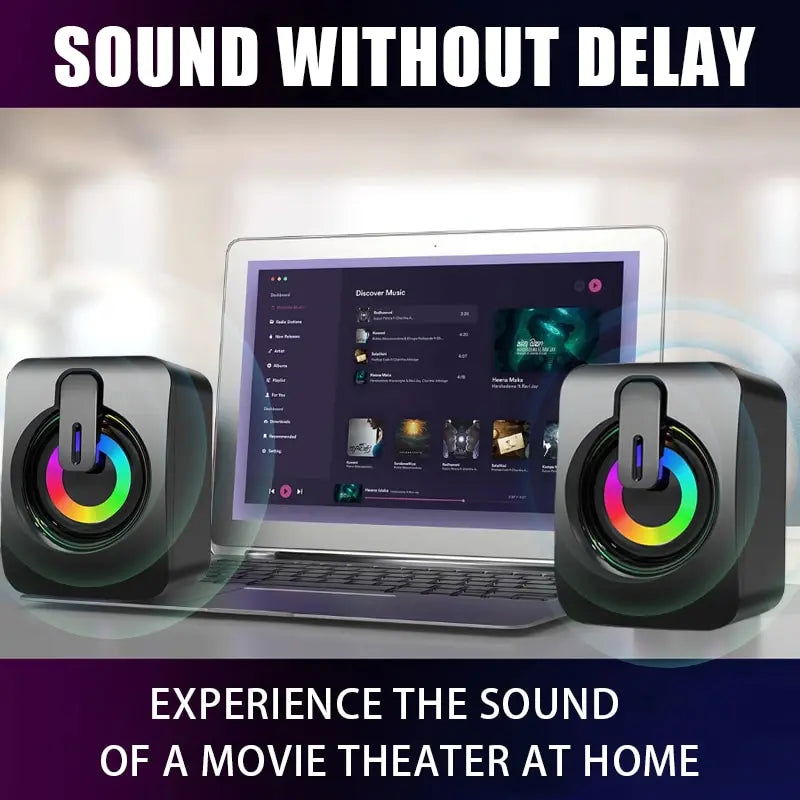 Computer Speakers PC Sound Box HIFI Stereo Microphone USB Wired Caixa De Som with LED Light For Desktop Computer - Slobuy
