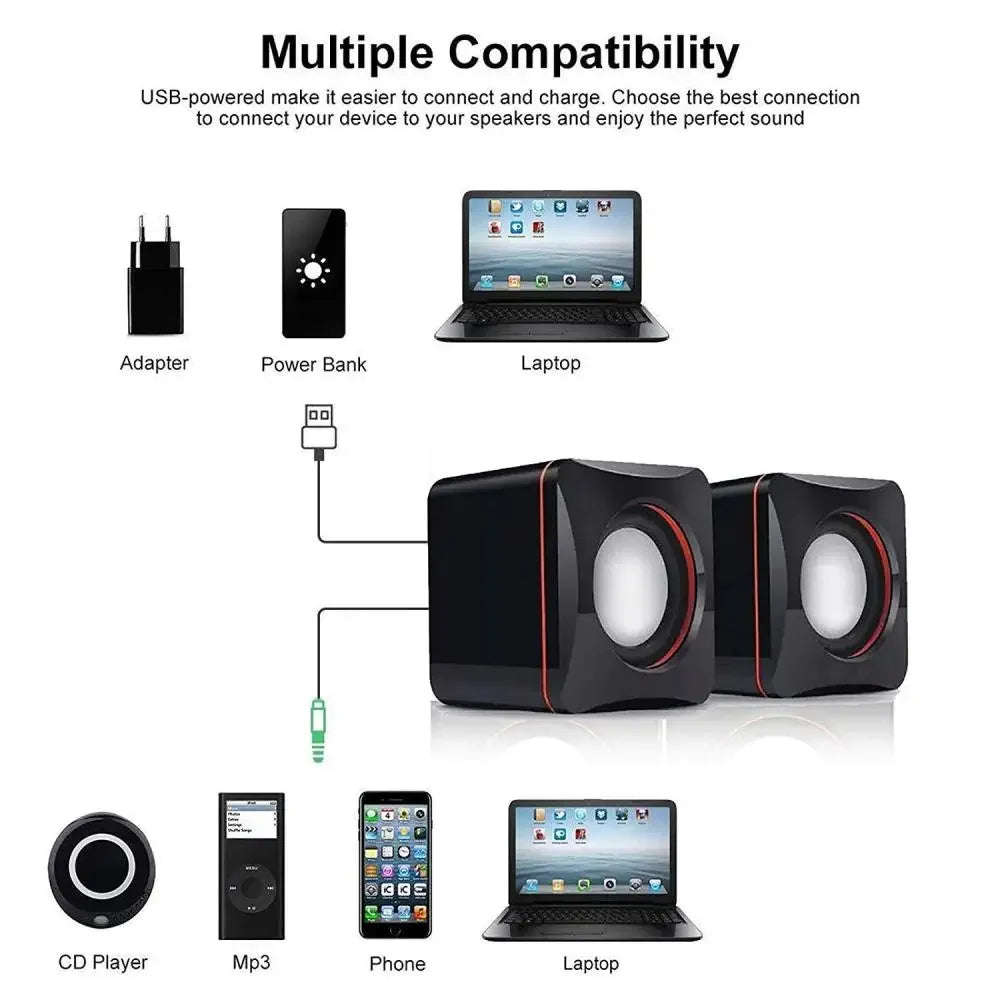 Computer Speakers Portable USB Powered Desktop Mini Speaker Bass Sound Music Player System Wired Small Speaker - Slobuy
