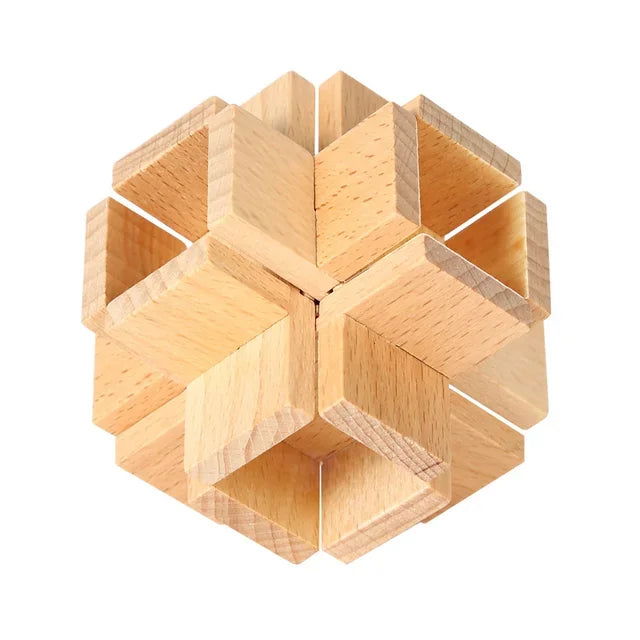 Confucius Lu Ban Lock Hexagonal Wooden Tangram Puzzle Board Puzzle Toys Children Adult IQ Relaxation Stress Relief Game Puzzle - Slobuy