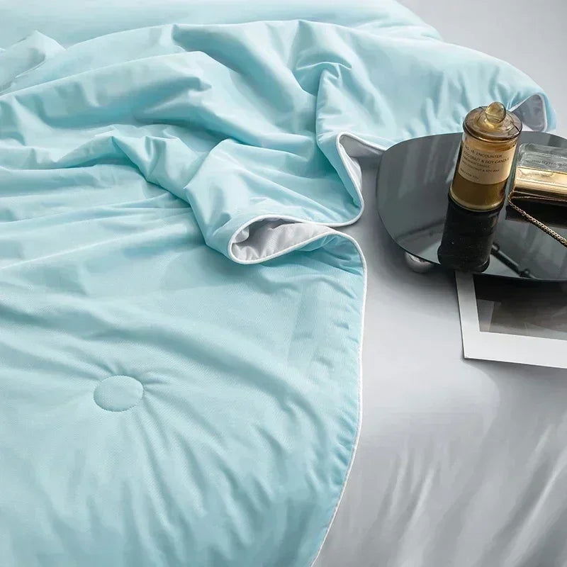 Cooling Blanket for Bed Silky Air Condition Comforter Lightweight Cooled Summer Quilt with Double Side Cold & Cooling Fabric - Slobuy