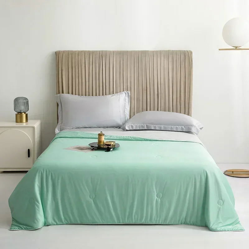 Cooling Blanket for Bed Silky Air Condition Comforter Lightweight Cooled Summer Quilt with Double Side Cold & Cooling Fabric - Slobuy