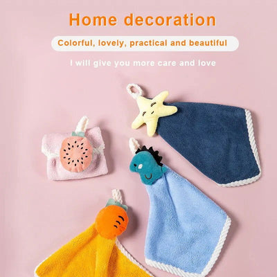 Coral Fleece Hangable Thicken Towel CartoonTowel Cute Absorbent Hand Towels Cleaning Cloth Rag Handkerchief - Slobuy