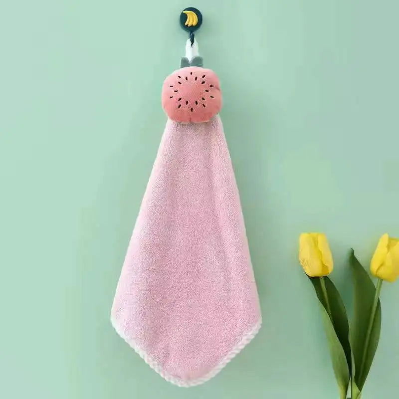 Coral Fleece Hangable Thicken Towel CartoonTowel Cute Absorbent Hand Towels Cleaning Cloth Rag Handkerchief - Slobuy