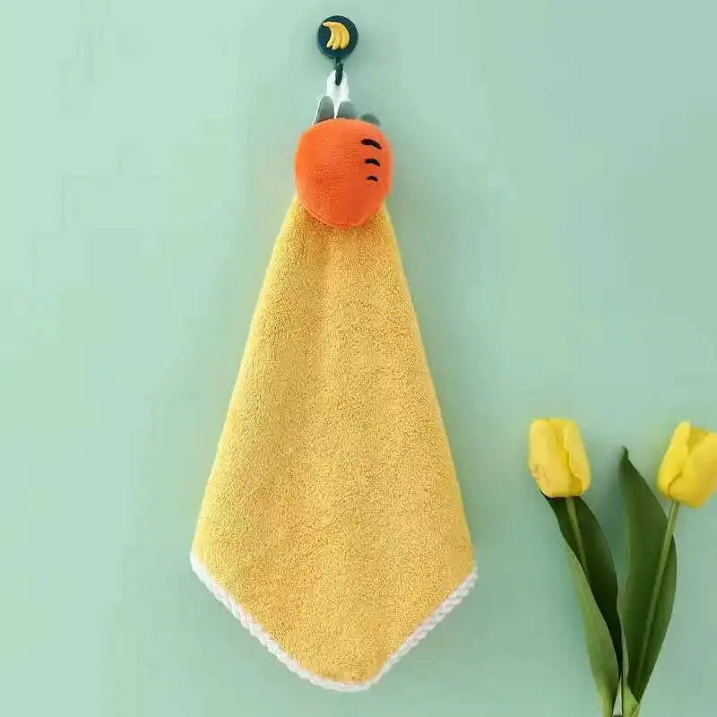 Coral Fleece Hangable Thicken Towel CartoonTowel Cute Absorbent Hand Towels Cleaning Cloth Rag Handkerchief - Slobuy