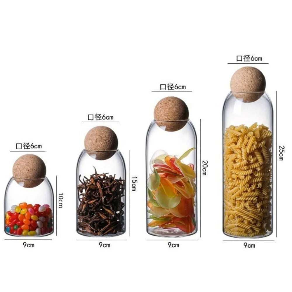 Cork Stopper Glass Sealed Jar Coffee Beans Dried Fruit Storage Box Kitchen Food Multigrain Storage Jar Creative Cork Tea Jar - Slobuy