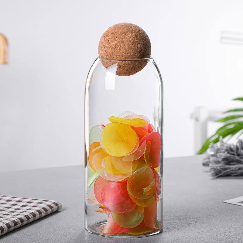 Cork Stopper Glass Sealed Jar Coffee Beans Dried Fruit Storage Box Kitchen Food Multigrain Storage Jar Creative Cork Tea Jar - Slobuy