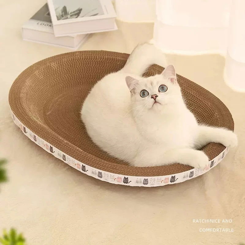 Corrugated Cat Scratcher Cat Scrapers Round Oval Grinding Claw Toys for Cats Wear-Resistant Cat Bed Nest Cat Accessories - Slobuy