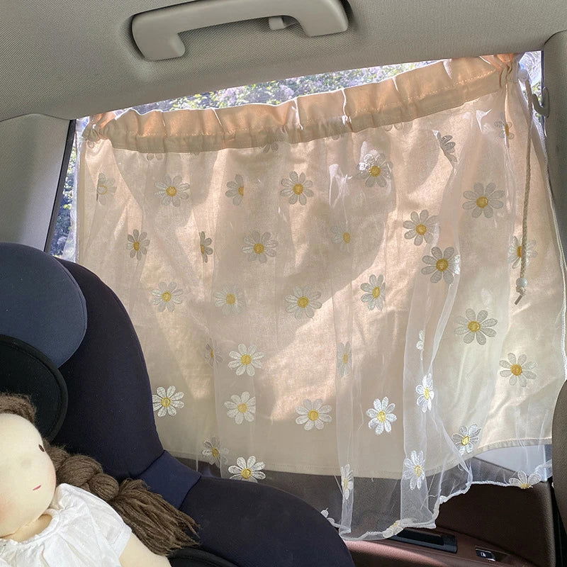 Cotton Embroidered Universal Car Curtain Cover Newborn Baby Side Window Sunshade Curtain UV Protection for Kids Travel Outdoor - Slobuy