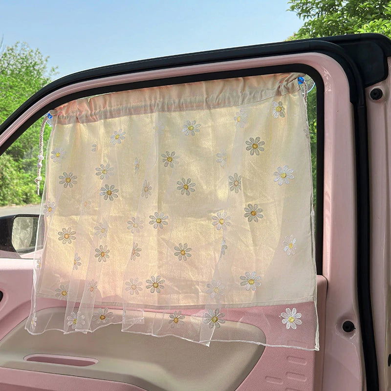 Cotton Embroidered Universal Car Curtain Cover Newborn Baby Side Window Sunshade Curtain UV Protection for Kids Travel Outdoor - Slobuy