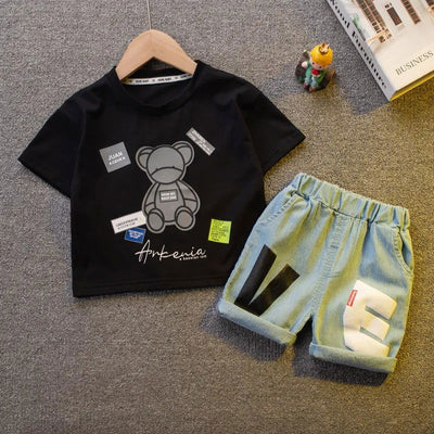 Cotton Fashion baby boys Clothing sets Korean Version Little kids Short sleeves Clothes Suits summer - Slobuy