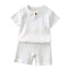 Cotton Linen Kids Clothes Girls Outfit Summer Boy Clothing Sets Solid Color Short Sleeve Tops Shorts Children Clothing 2-7 Years - Slobuy
