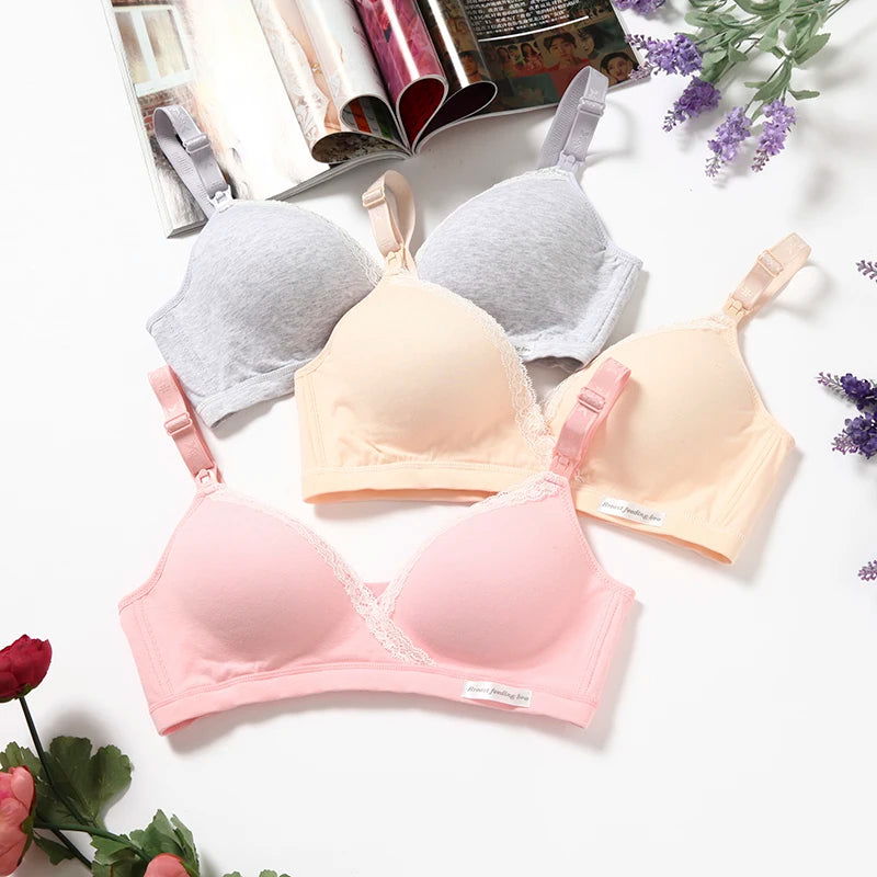 Cotton Wirefree Nursing Clothing Breastfeeding Bra for Pregnant Women Pregnancy Breast Sleep Underwear Soutien Gorge Allaitement - Slobuy