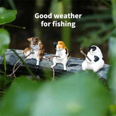 Creative Aquarium Decoration 8 Style Small Fishing Cat Aquarium Accessories Landscaping Ornament Fish Tank Accessories Diy - Slobuy