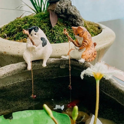 Creative Aquarium Decoration 8 Style Small Fishing Cat Aquarium Accessories Landscaping Ornament Fish Tank Accessories Diy - Slobuy