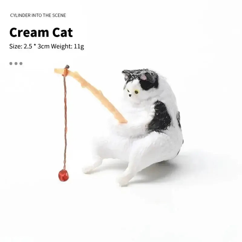 Creative Aquarium Decoration 8 Style Small Fishing Cat Aquarium Accessories Landscaping Ornament Fish Tank Accessories Diy - Slobuy