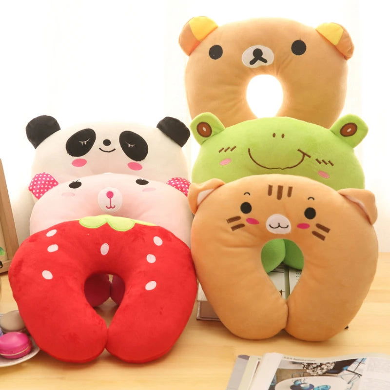 Creative Cute Animal Panda Cat Bear Plush U-shaped Pillow Cervical Spine Neck Travel Portable Home Office for Children Lovely - Slobuy