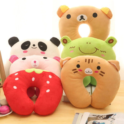 Creative Cute Animal Panda Cat Bear Plush U-shaped Pillow Cervical Spine Neck Travel Portable Home Office for Children Lovely - Slobuy