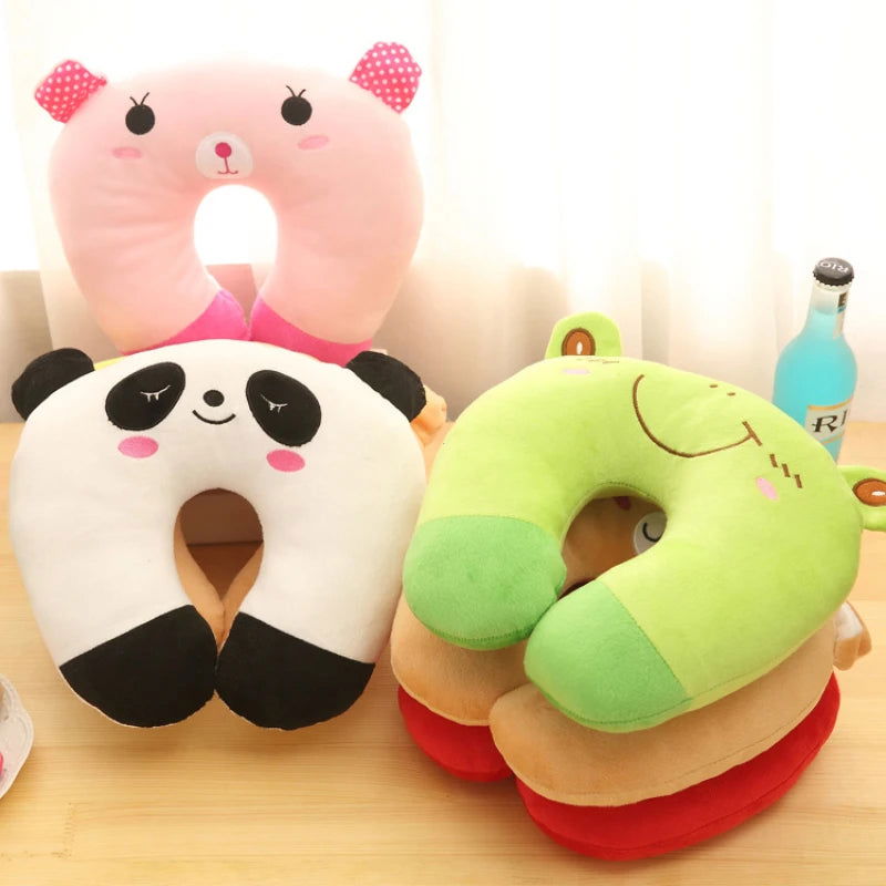 Creative Cute Animal Panda Cat Bear Plush U-shaped Pillow Cervical Spine Neck Travel Portable Home Office for Children Lovely - Slobuy