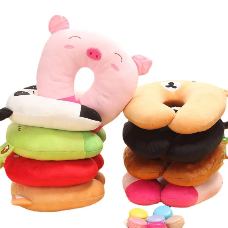 Creative Cute Animal Panda Cat Bear Plush U-shaped Pillow Cervical Spine Neck Travel Portable Home Office for Children Lovely - Slobuy