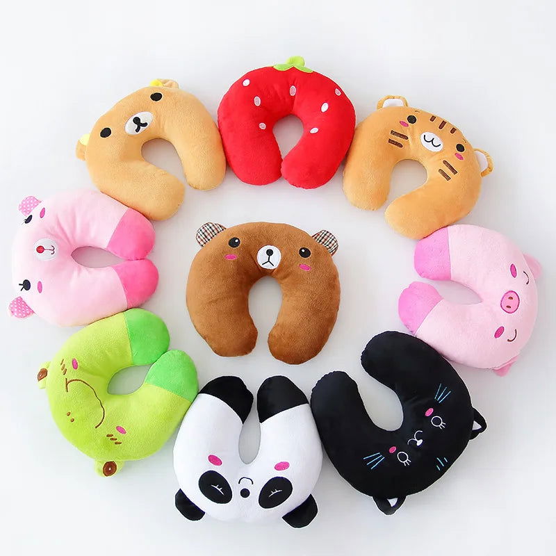 Creative Cute Animal Panda Cat Bear Plush U-shaped Pillow Cervical Spine Neck Travel Portable Home Office for Children Lovely - Slobuy